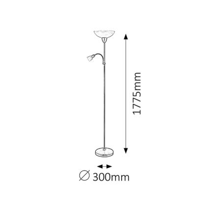 Rabalux 4019 - Grīdas lampa PEARL CLASSIC 1xE27/60W+1xE14/40W