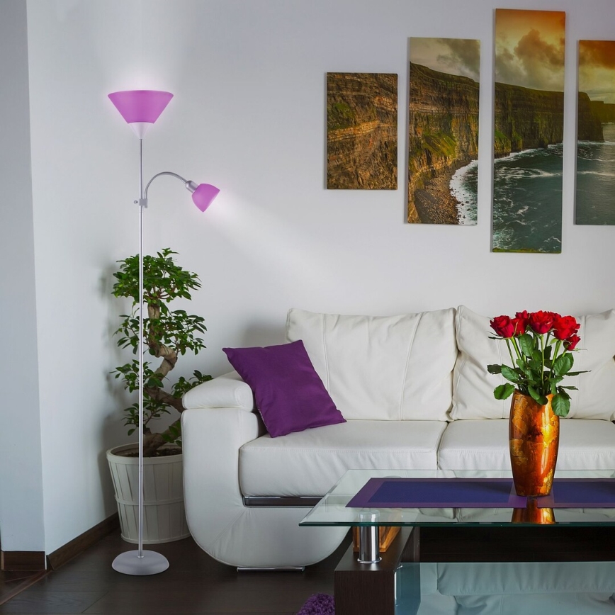 Rabalux - Grīdas stāvlampa 1xE27/100W+E14/25W matēts hroms/violeta