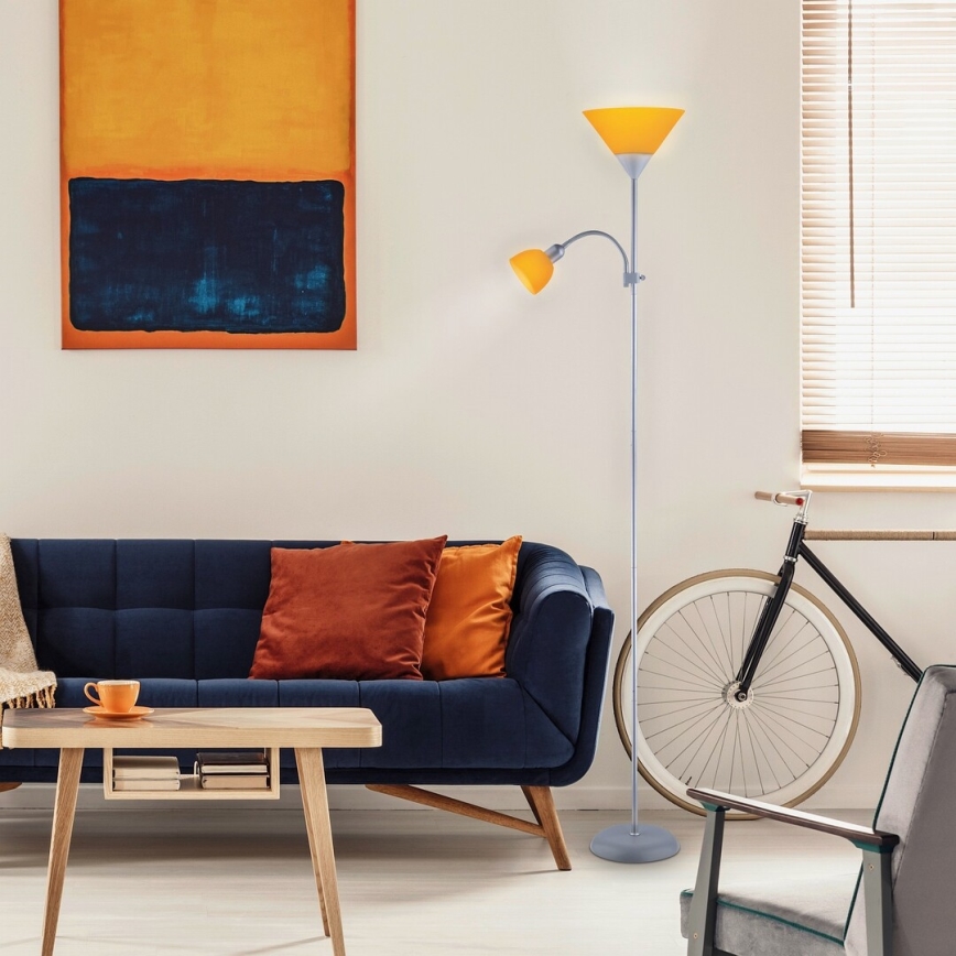 Rabalux - Grīdas stāvlampa 1xE27/100W+E14/25W pelēka/oranža