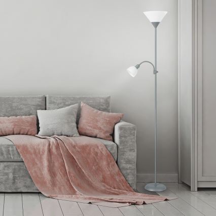Rabalux - Grīdas stāvlampa 1xE27/100W+E14/25W pelēka/balta
