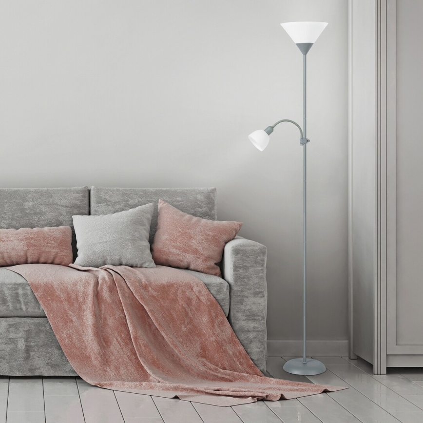 Rabalux - Grīdas stāvlampa 1xE27/100W+E14/25W pelēka/balta