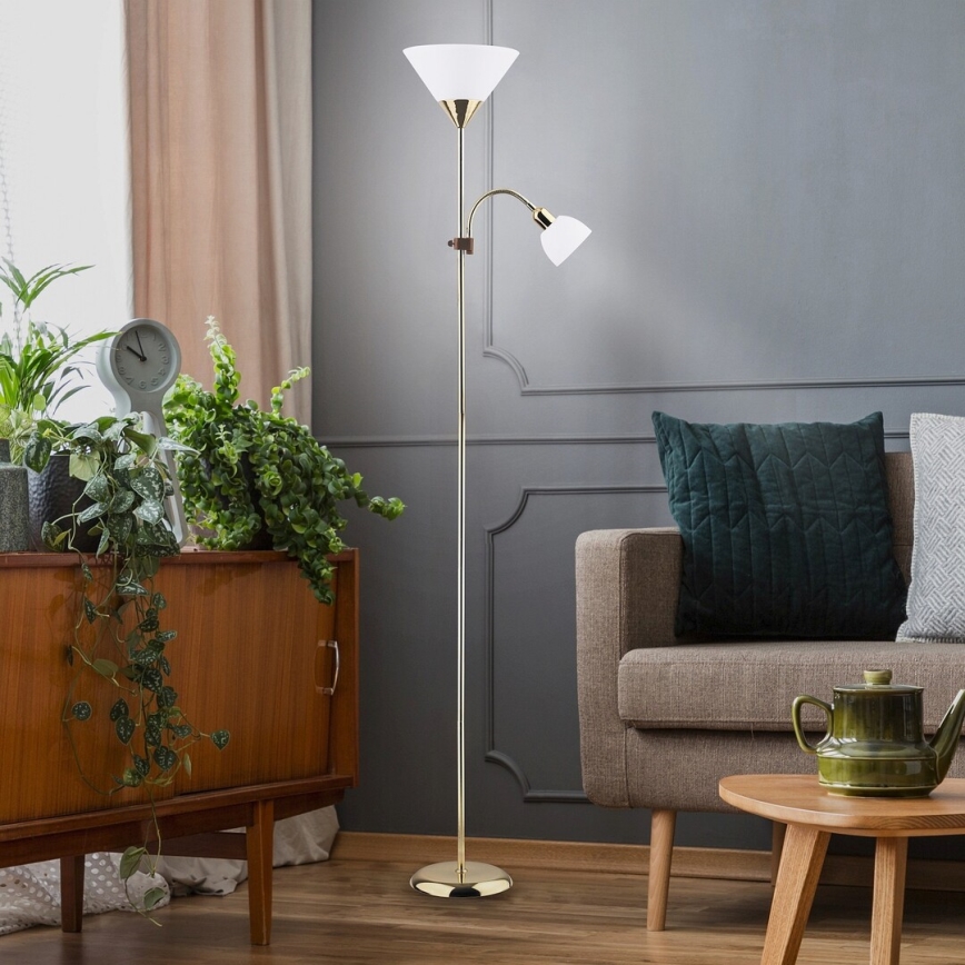 Rabalux - Grīdas stāvlampa 1xE27/100W+E14/25W zelta/balta