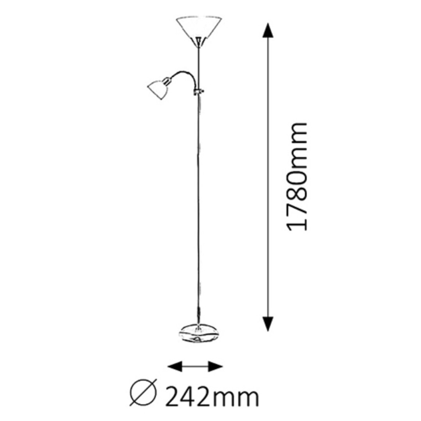 Rabalux - Grīdas lampa ACTION 1xE27/100W/230V + 1xE14/25W matēts hroms/balts