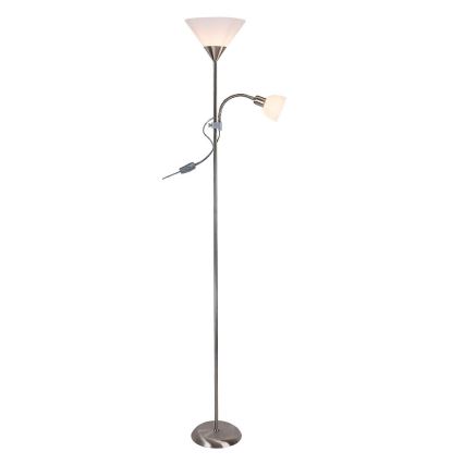Rabalux - Grīdas stāvlampa 1xE27/100W+E14/25W matēts hroms/balta