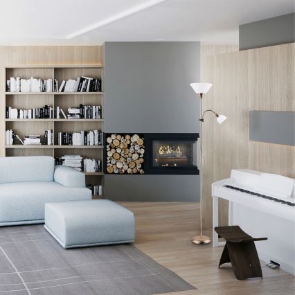 Rabalux - Grīdas stāvlampa 1xE27/100W+E14/25W bronza/balta