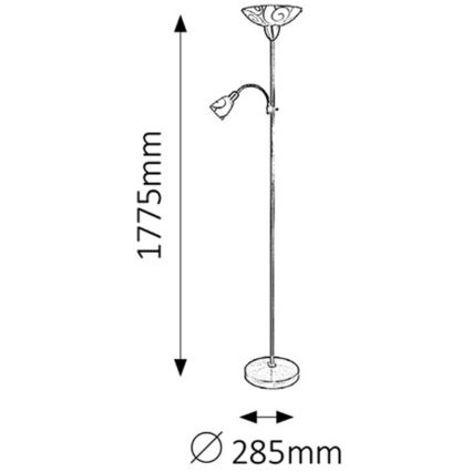 Rabalux 4091 - Grīdas lampa HARMONY LUX 1xE27/100W + 1xE14/40W