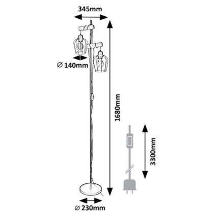 Rabalux - Grīdas lampa FABIAN 2xE27/40W/230V