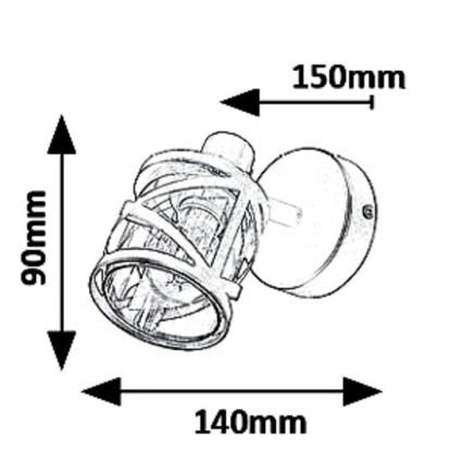 Rabalux 5335 - Sienas lampa OBERON 1xE14/40W/230V