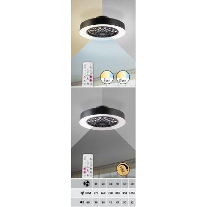 Rabalux - LED Aptumšojama griestu lampa ar ventilatoru LED/35W/230V 3000-6000K + tālvadības pults