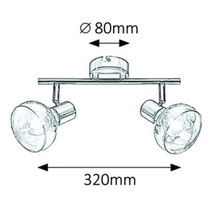 Rabalux 5556 - Lampa HOLLY 2xE14/40W/230V spīdīgi hromēts