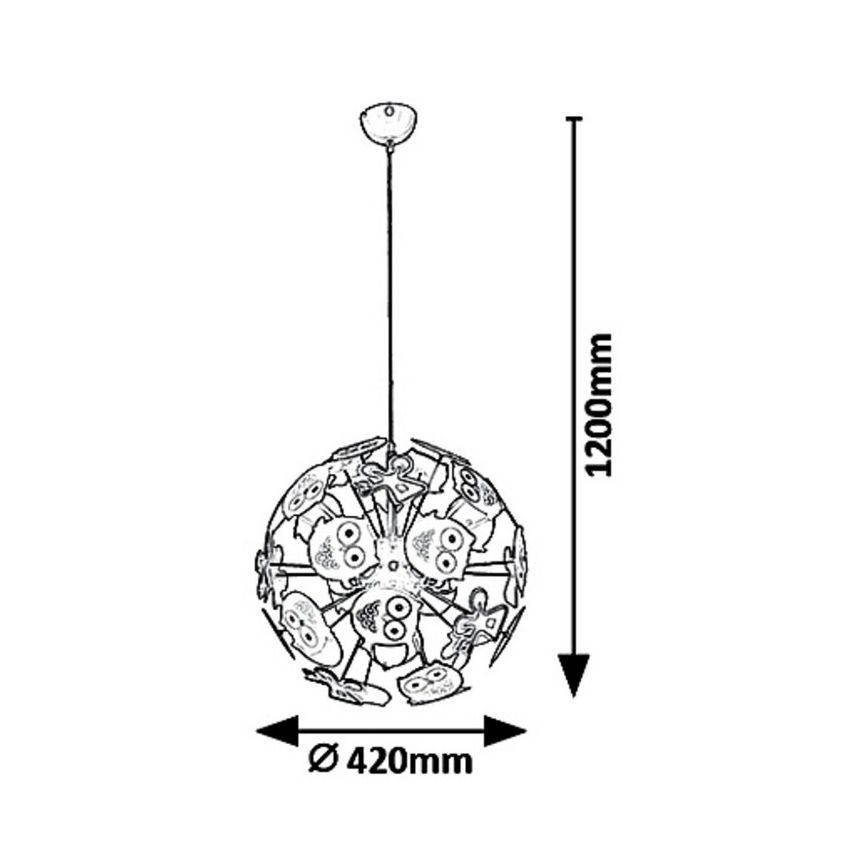 Rabalux 6390 - Bērnu piekarama lustra ar auklu BIRDY 3xE14/40W/230V