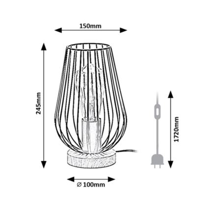 Rabalux - Galda lampa 1xE27/40W/230V melna