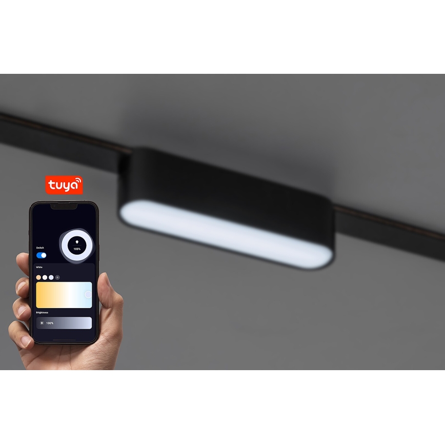 Rabalux - LED Aptumšojama griestu lampa 1-fāzes sliežu sistēmai LED/6W/24V 2700-5500K Wi-Fi Tuya 11,5 cm melna