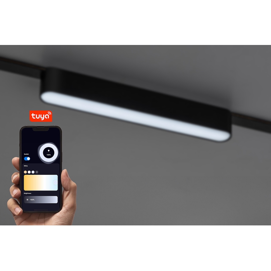 Rabalux - LED Aptumšojama griestu lampa 1-fāzes sliežu sistēmai LED/12W/24V 2700-5500K Wi-Fi Tuya 22 cm melna