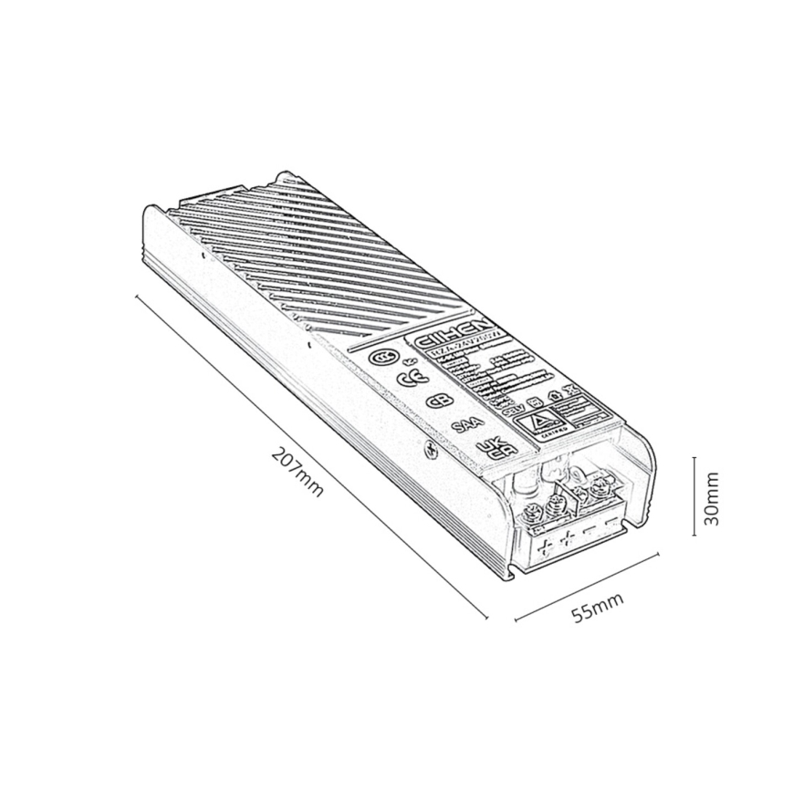 Rabalux - Iegremdējamu ampu barošanas avots sliežu sistēmā 200W/230V