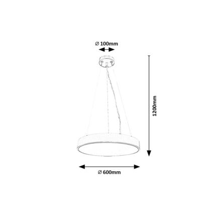 Rabalux - LED Aptumšojama lustra ar auklu LED/60W/230V 3000-6000K melna + tālvadības pults