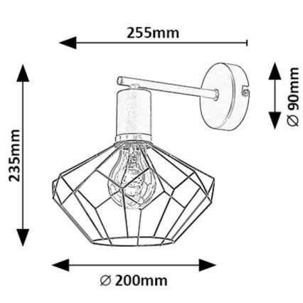 Rabalux - Sienas lampa 1xE27/40W/230V d. 20 cm melna