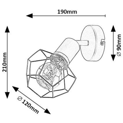 Rabalux - Sienas lampa 1xE27/40W/230V d. 12 cm melna