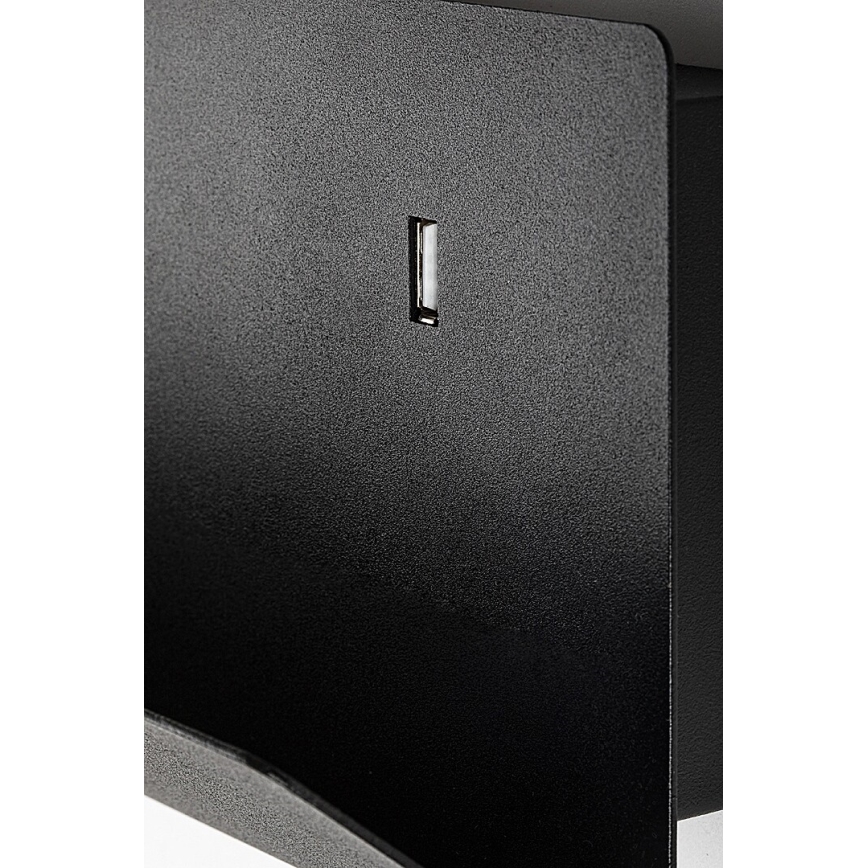 Rabalux - Sienas lampa ar plauktu un USB port 1xGU10/25W/230V melna