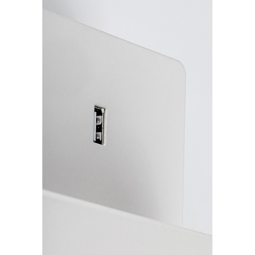 Rabalux - Sienas lampa ar plauktu un USB port 1xGU10/25W/230V balta