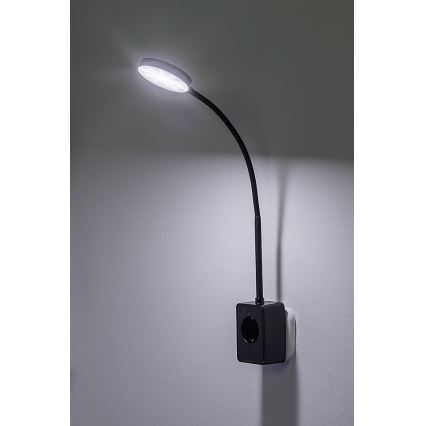 Rabalux - LED sienas lampa ar regulējamu spilgtumu LED/4W/230V ar USB portu kontaktligzdai 3000/4000/6000K melna