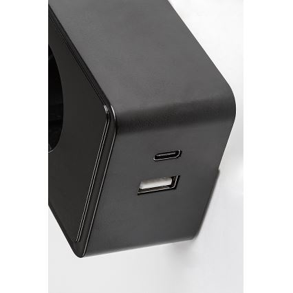Rabalux - LED sienas lampa ar regulējamu spilgtumu LED/4W/230V ar USB portu kontaktligzdai 3000/4000/6000K melna