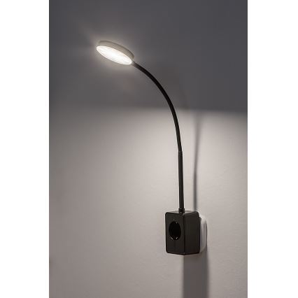 Rabalux - LED sienas lampa ar regulējamu spilgtumu LED/4W/230V ar USB portu kontaktligzdai melna