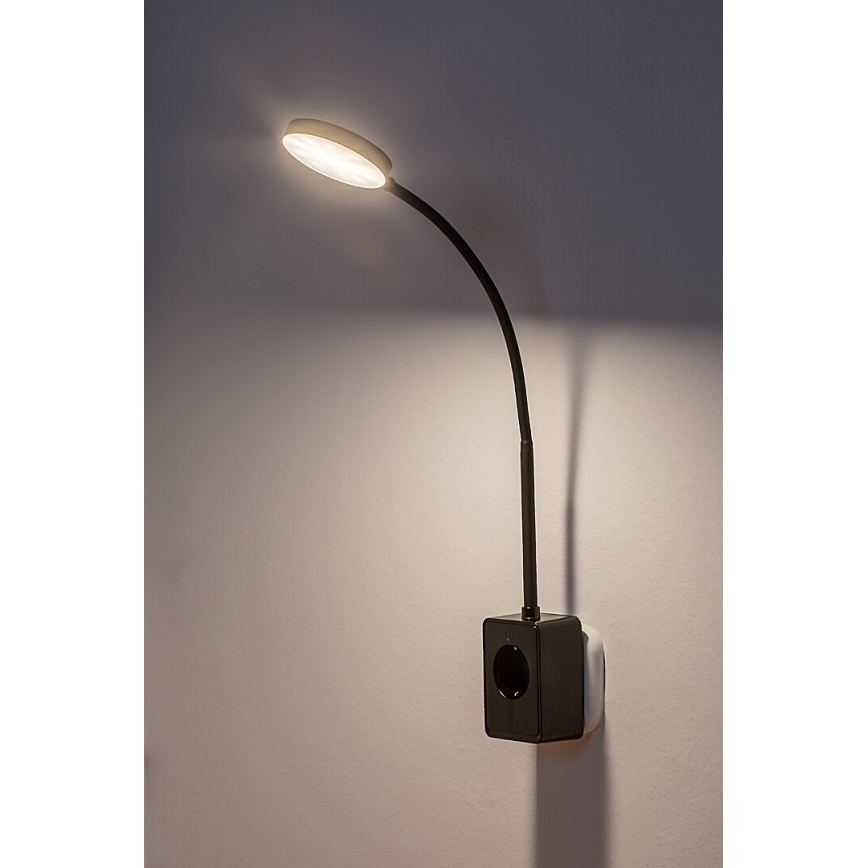 Rabalux - LED sienas lampa ar regulējamu spilgtumu LED/4W/230V ar USB portu kontaktligzdai melna
