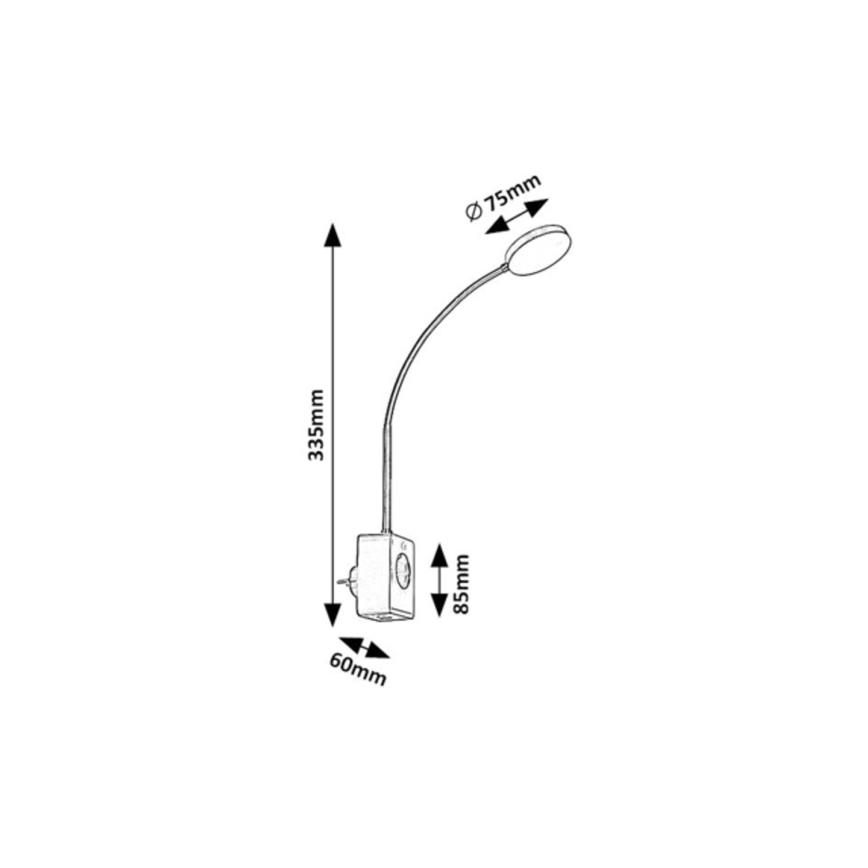 Rabalux - LED sienas lampa ar regulējamu spilgtumu LED/4W/230V ar USB portu kontaktligzdai melna