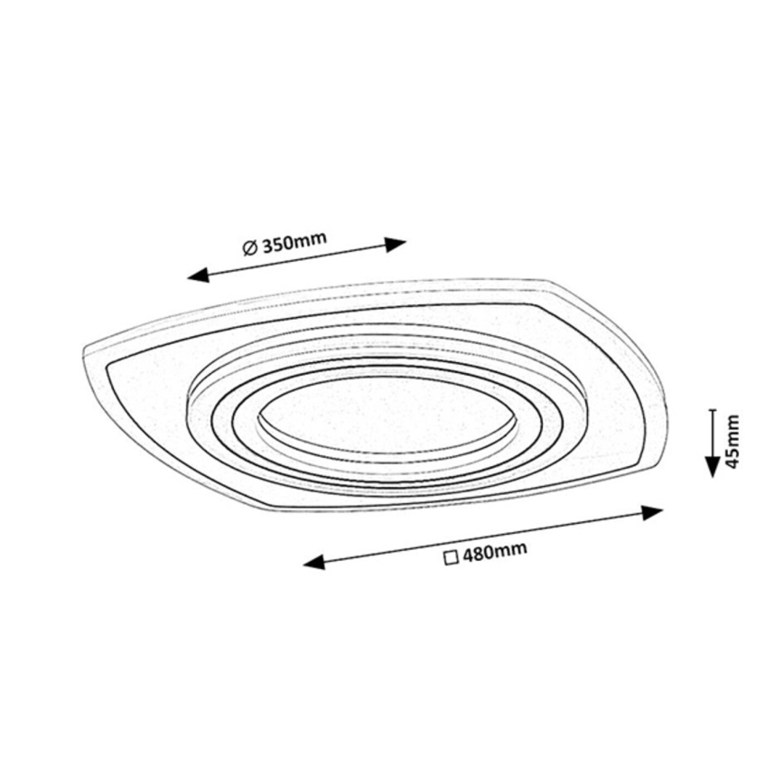 Rabalux - LED aptumšojama griestu lampa LED/60W/230V 3000/4000/6000K matēts hroms/melns + tālvadība 48x48 cm