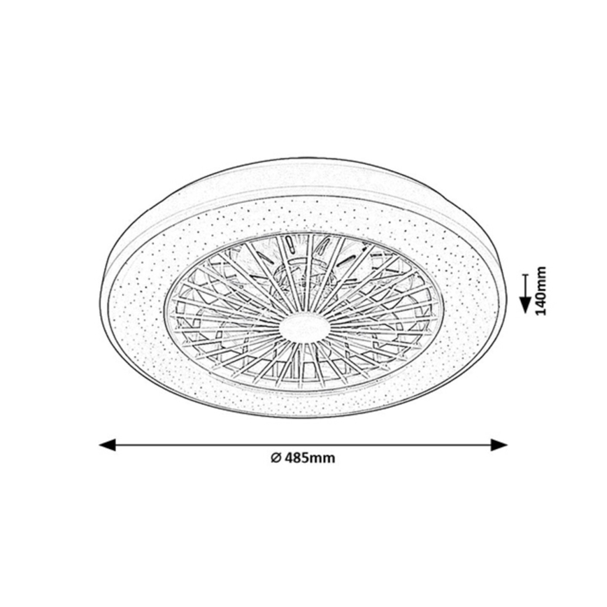 Rabalux - LED Aptumšojama griestu lampa ar ventilatoru LED/48W/230V 3000-6500K + tālvadības pults