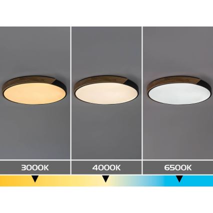 Rabalux - LED griestu gaismeklis LED/42W/230V 3000/4000/6500K melns/ozols Ø 41 cm