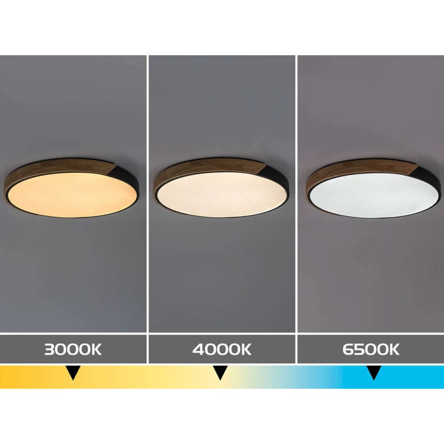 Rabalux - LED griestu gaismeklis LED/42W/230V 3000/4000/6500K melns/ozols Ø 41 cm