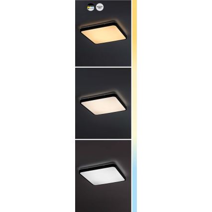 Rabalux - LED Vannas istabas griestu lampa LED/24W/230V 3000/4000/6000K IP44 29x29 cm melna