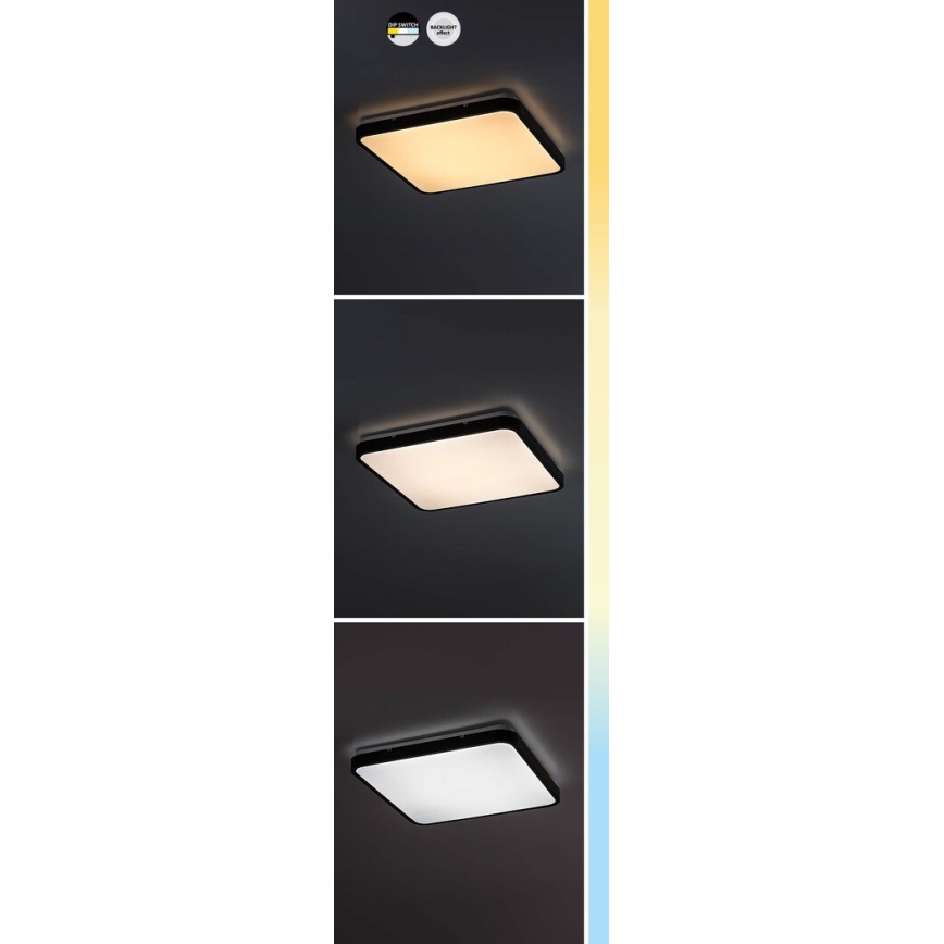 Rabalux - LED Vannas istabas griestu lampa LED/36W/230V 3000/4000/6000K IP44 42x42 cm melna