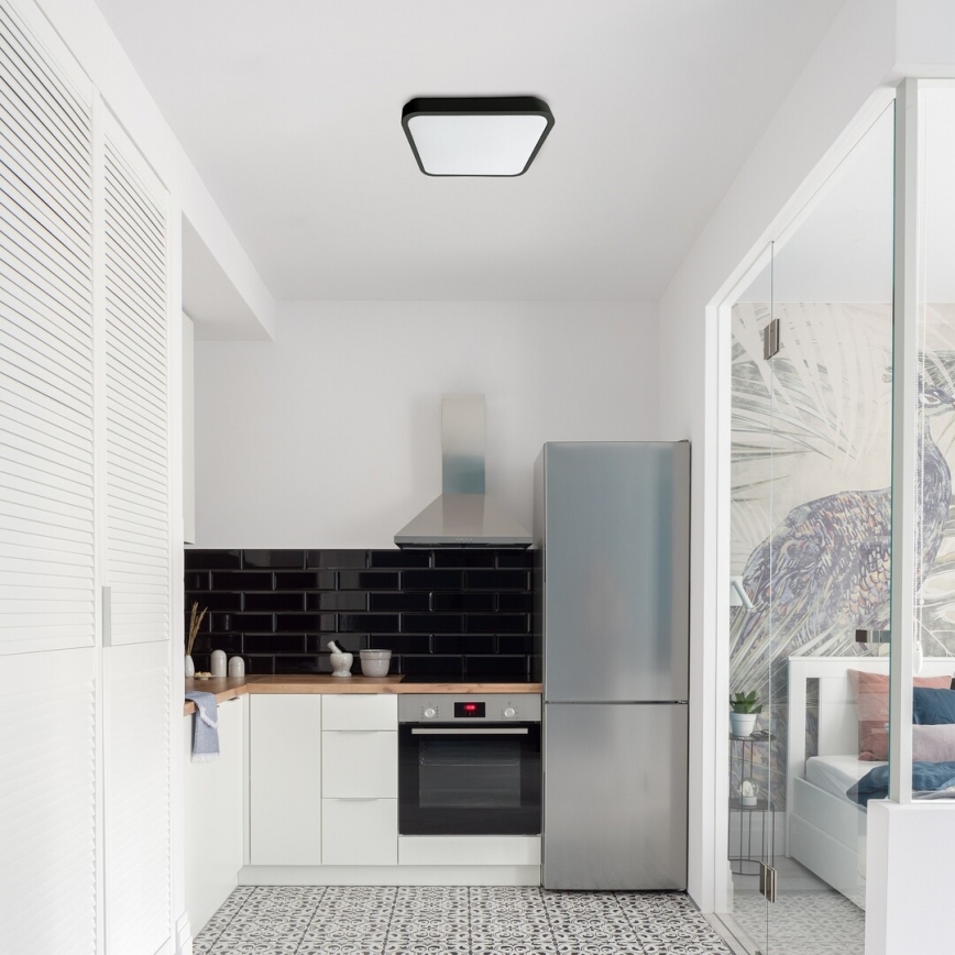 Rabalux - LED Aptumšojama vannas istabas griestu lampa LED/36W/230V 3000-6000K IP44 42x42 cm melna + tālvadības pults