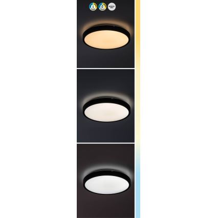 Rabalux - LED Aptumšojama vannas istabas griestu lampa LED/36W/230V 3000-6000K IP44 d. 42 cm melna + tālvadības pults