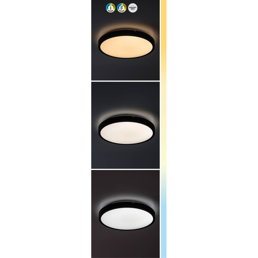 Rabalux - LED Aptumšojama vannas istabas griestu lampa LED/36W/230V 3000-6000K IP44 d. 42 cm melna + tālvadības pults