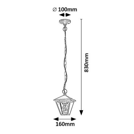 Rabalux - Āra lustra ar ķēdi 1xE27/40W/230V IP44