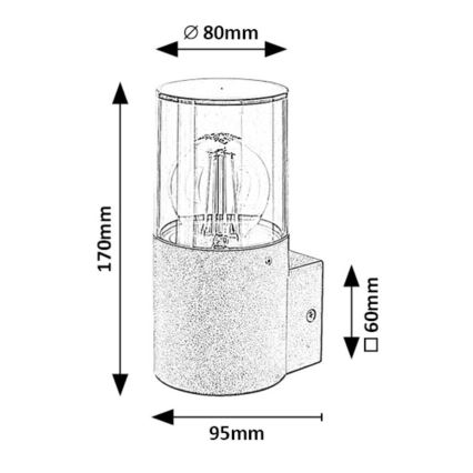 Rabalux - Āra sienas lampa 1xE27/12W/230V IP44