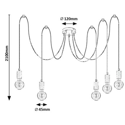 Rabalux - Lustra ar auklu 5xE27/60W/230V zirneklis dižskābardis