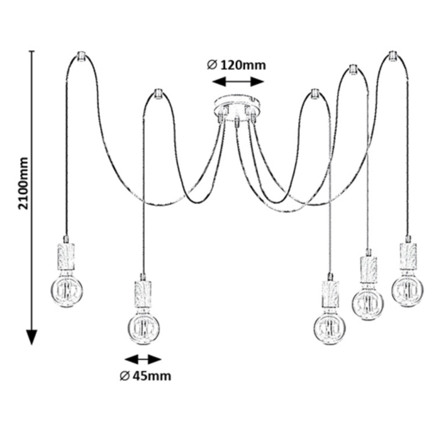 Rabalux - Lustra ar auklu 5xE27/60W/230V zirneklis dižskābardis
