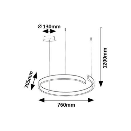 Rabalux - LED Lustra ar auklu LED/45W/230V 3000/4000/6500K