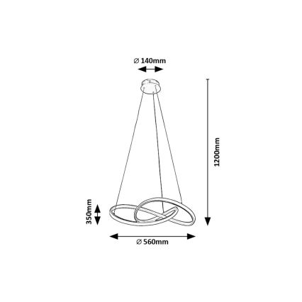 Rabalux - LED Lustra ar auklu LED/36W/230V 3000K zelta