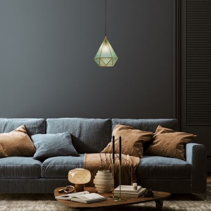 Rabalux - Tiffany Vitrāža lustra ar auklu 1xE14/40W/230V zila/zelta