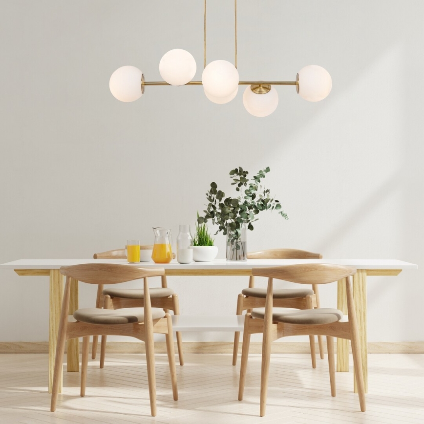 Rabalux - Lustra ar auklu 6xE27/35W/230V zelta