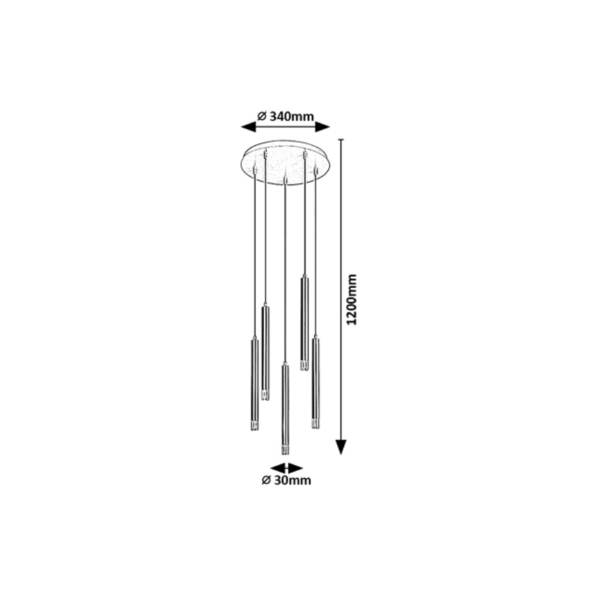 Rabalux - Lustra ar auklu 5xG9/5W/230V zelta