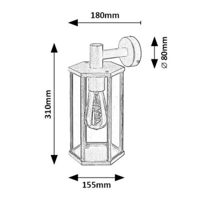 Rabalux - Āra sienas lampa 1xE27/40W/230V IP44