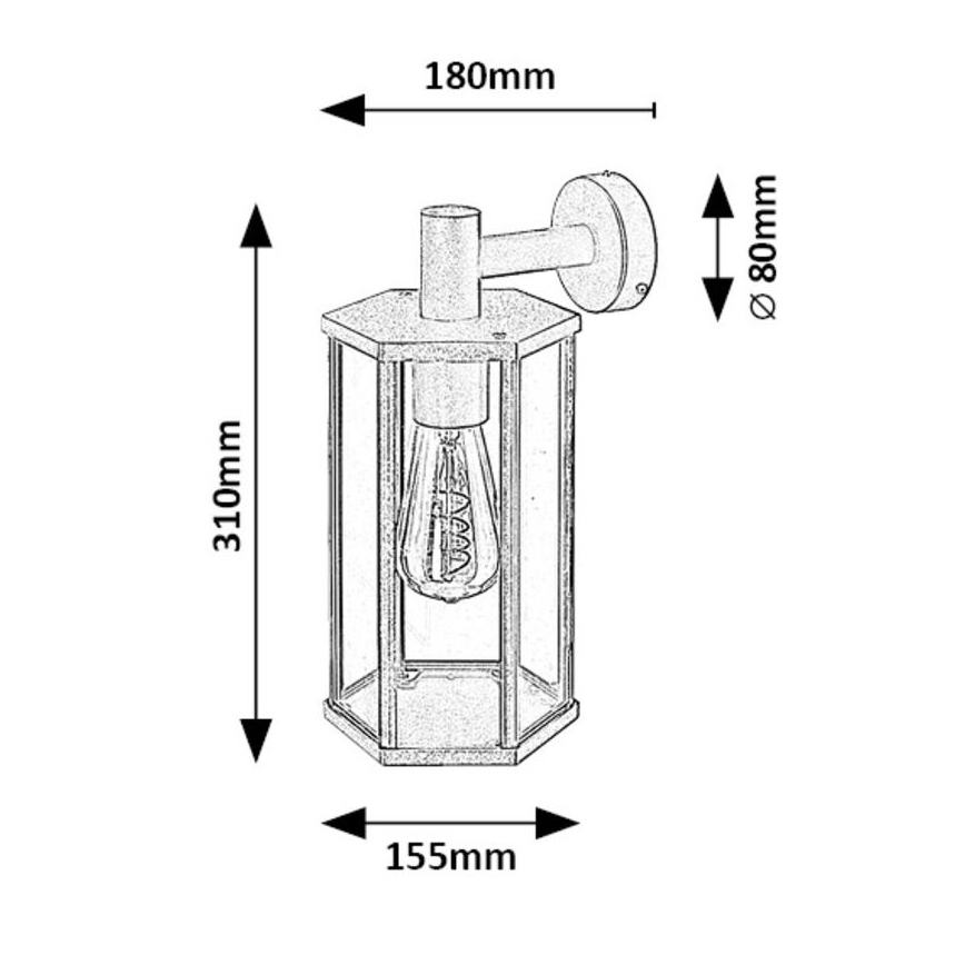 Rabalux - Āra sienas lampa 1xE27/40W/230V IP44