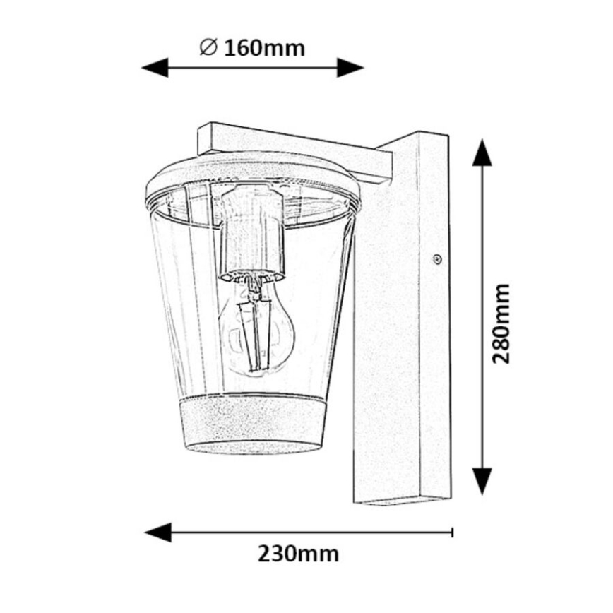 Rabalux - Āra sienas lampa 1xE27/40W/230V IP44